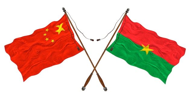 Bandeira nacional de Burkina Faso e fundo da China para designers