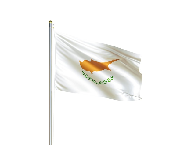 Bandeira nacional de Chipre acenando em fundo branco isolado Ilustração 3D da bandeira de Chipre