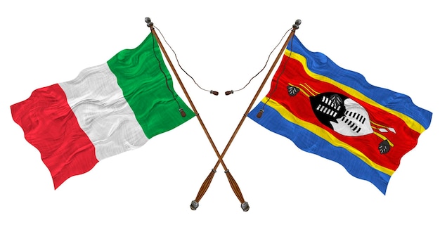 Bandeira nacional de Eswatini e Itália Fundo para designers