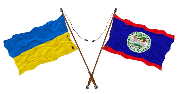 Bandeira nacional de fundo de Belize e Ucrânia para designers