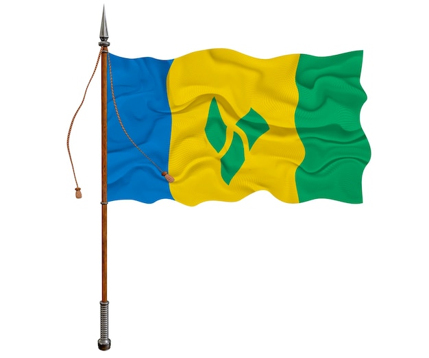 Bandeira nacional de fundo de São Vicente com bandeira de São Vicente