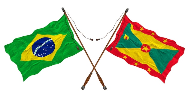 Bandeira nacional de Granada e Brasil Background para designers