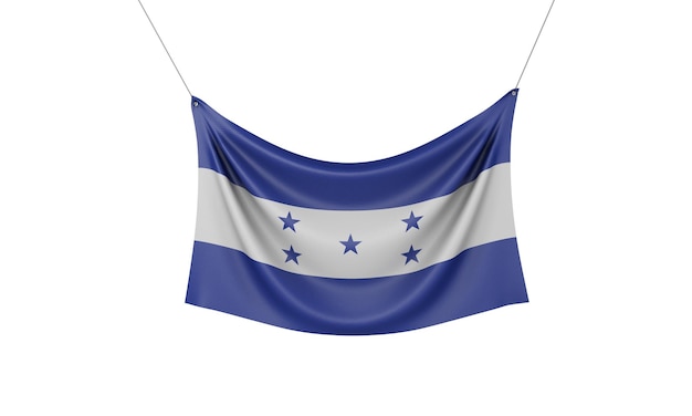 Bandeira nacional de honduras pendurando a renderização da bandeira de tecido d