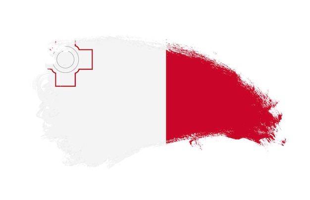 Bandeira nacional de Malta pintada com pincel de traçado em branco isolado