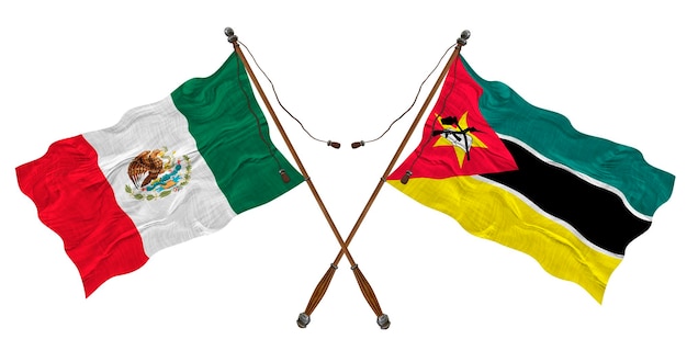 Bandeira nacional de Moçambique e México Background para designers