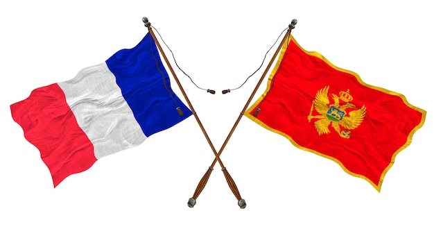 Bandeira nacional de Montenegro e França Fundo para designers