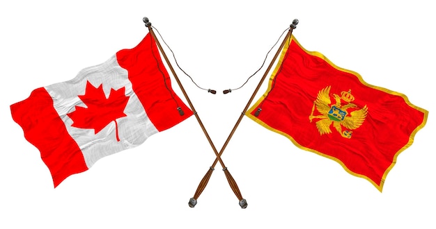 Bandeira nacional de Montenegro e fundo do Canadá para designers