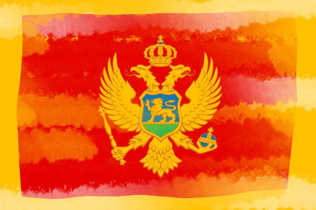 bandeira nacional de montenegro modelo de desenho bandeira de montenego bandeira de traço de pincel