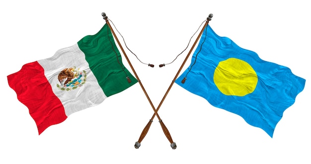 Bandeira nacional de Palau e fundo do México para designers