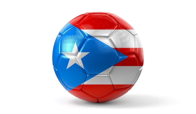 Bandeira nacional de Porto Rico na ilustração 3D da bola de futebol