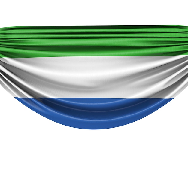 Bandeira nacional de Serra Leoa pendurada em tecido 3D Rendering