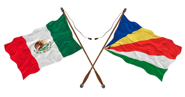 Bandeira nacional de Seychelles e fundo do México para designers