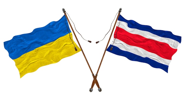 Bandeira nacional de Sostarica e fundo da Ucrânia para designers
