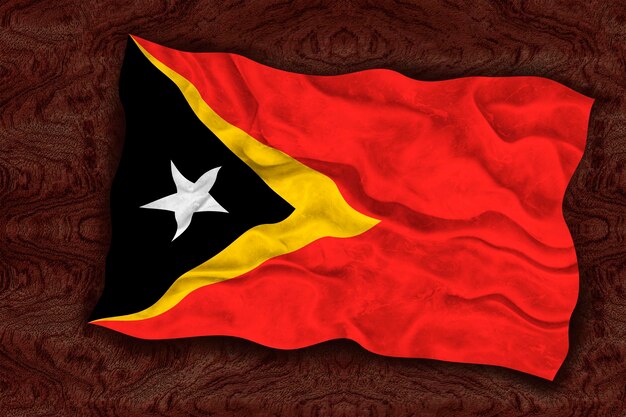 Bandeira nacional de Timor Leste Fundo com bandeira o de Timor Leste
