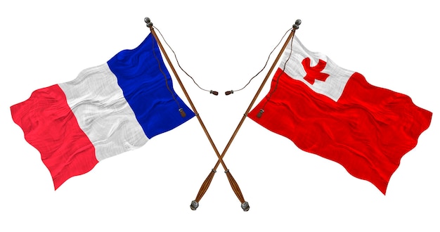 Bandeira nacional de Tonga e França Fundo para designers
