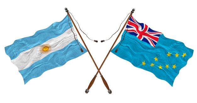 Bandeira nacional de Tuvalu e Argentina Background para designers