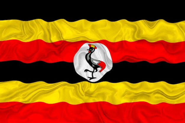 Bandeira nacional de Uganda Fundo com bandeira de Uganda