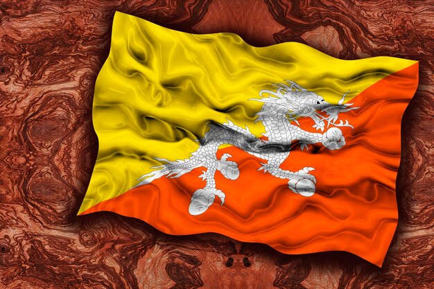 Foto bandeira nacional do butão fundo com bandeira do butão