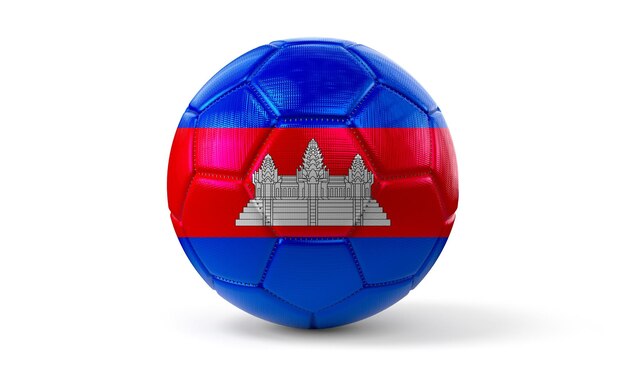 Foto bandeira nacional do camboja na ilustração 3d da bola de futebol