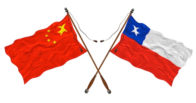 Bandeira nacional do Chile e China Background para designers