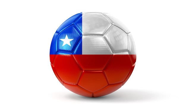 Bandeira nacional do Chile na ilustração 3D da bola de futebol