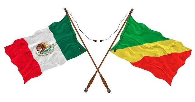 Bandeira nacional do Congo Brazzaville e fundo do México para designers