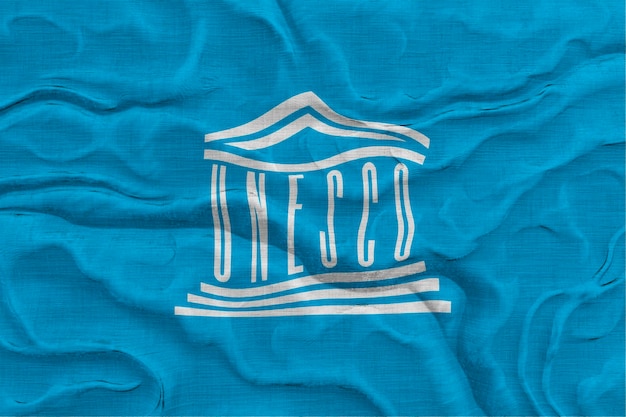 Bandeira Nacional do Fundo da UNESCO com a bandeira da UNESCO