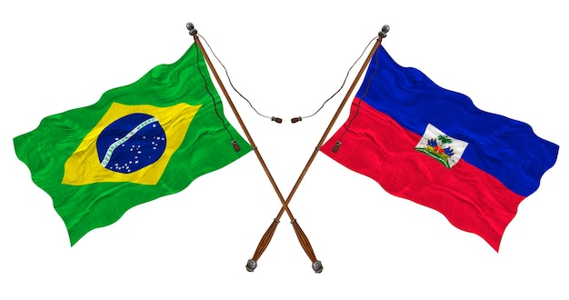 Foto bandeira nacional do haiti e brasil background para designers