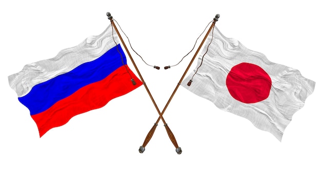 Bandeira nacional do Japão e Rússia Fundo para designers
