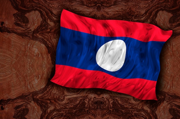 Bandeira nacional do Laos Fundo com bandeira do Laos