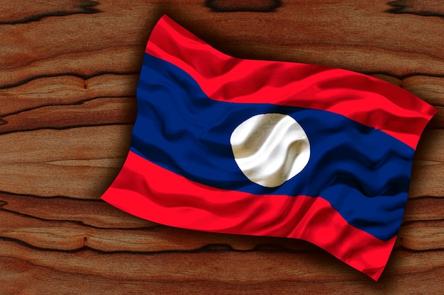 Bandeira nacional do Laos Fundo com bandeira do Laos