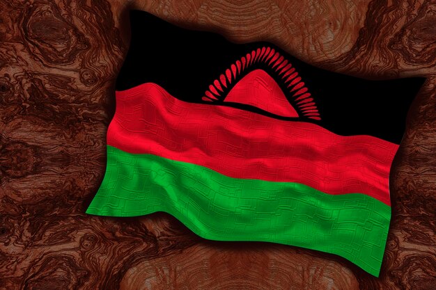 Bandeira nacional do Malawi Fundo com bandeira do Malawi