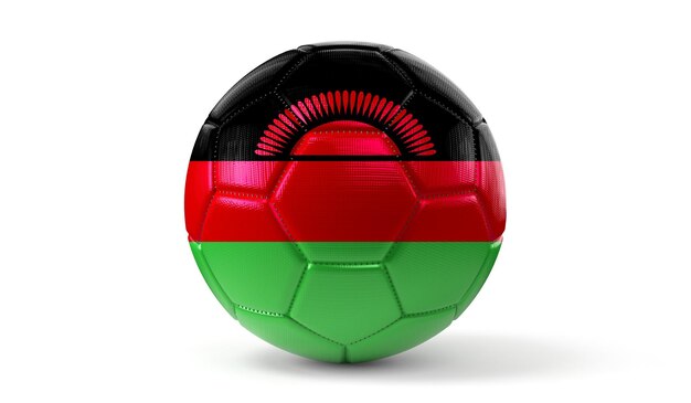 Bandeira nacional do Malawi na ilustração 3D da bola de futebol