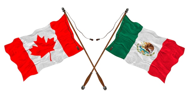 Bandeira nacional do México e Canadá fundo para designers