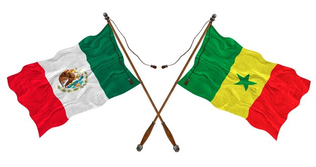 Bandeira nacional do Senegal e México Background para designers