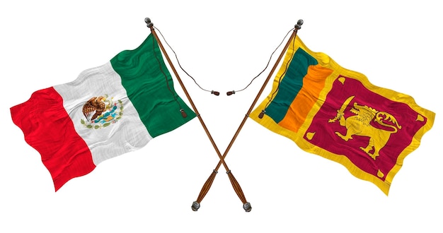 Bandeira nacional do Sri Lanka e México Background para designers