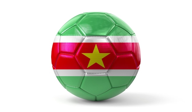 Bandeira nacional do Suriname na ilustração 3D da bola de futebol
