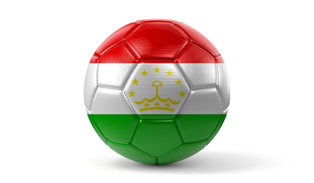 Bandeira nacional do Tadjiquistão na ilustração 3D da bola de futebol