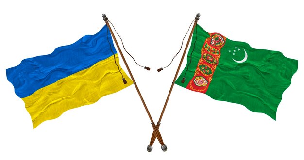 Bandeira nacional do Turquemenistão e fundo da Ucrânia para designers
