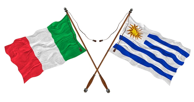 Bandeira nacional do Uruguai e Itália Fundo para designers
