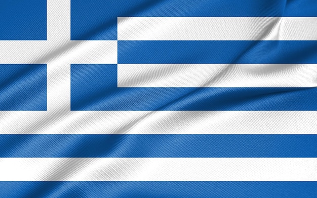 Bandeira nacional Grécia Bandeira de tecido Bandeira da Grécia Trabalho 3D e imagem 3D