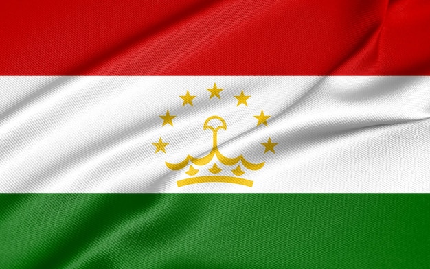 Bandeira nacional Tajiquistão Bandeira do Tajiquistão bandeira de tecido Tajiquistão Trabalho 3D e imagem 3D