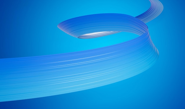 Bandeira ondulada 3D de cor azul Acenando fita abstrata isolada em ilustração 3D de fundo azul