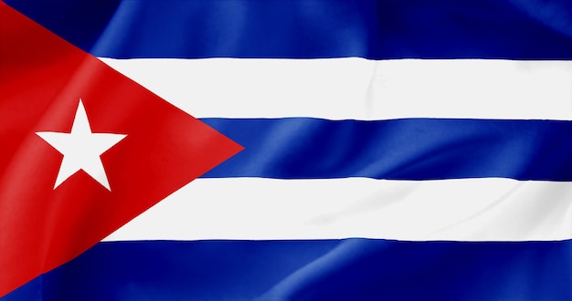 Bandeira ondulada de Cuba Bandeira de um país livre A bandeira voa no vento Têxteis satinados