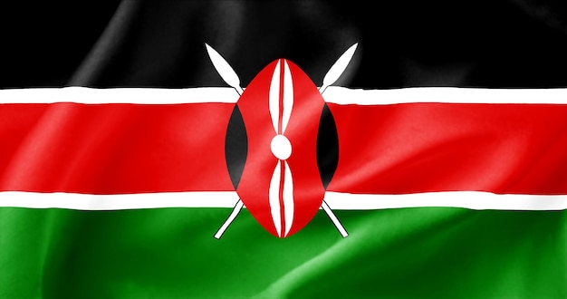 Bandeira ondulada do Quênia Bandeira de um país livre A bandeira voa no vento Têxteis satinados