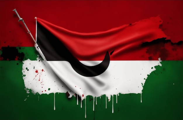 Bandeira palestina com fundo de sangue