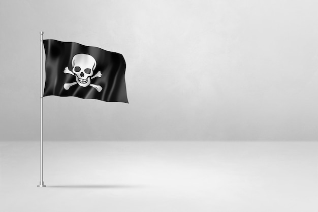 Bandeira pirata Jolly Roger isolada em branco