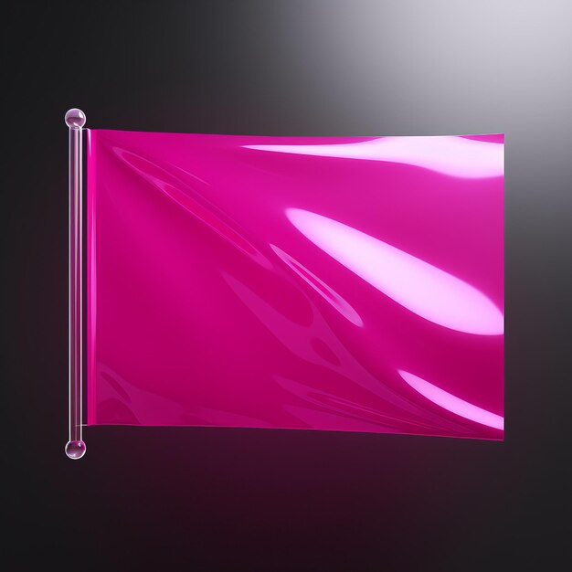 Foto bandeira plana magenta em fundo escuro design de alumínio de estilo vray