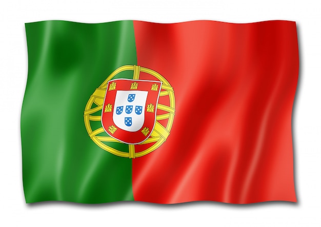 Bandeira portuguesa isolada no branco