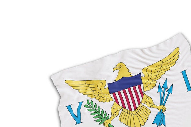 Bandeira realista das Ilhas Virgens dos Estados Unidos isolada em fundo branco Elemento de design de canto de rodapé Perfeito para temas patrióticos ou promoções de eventos nacionais Espaço de cópia vazio renderização 3D